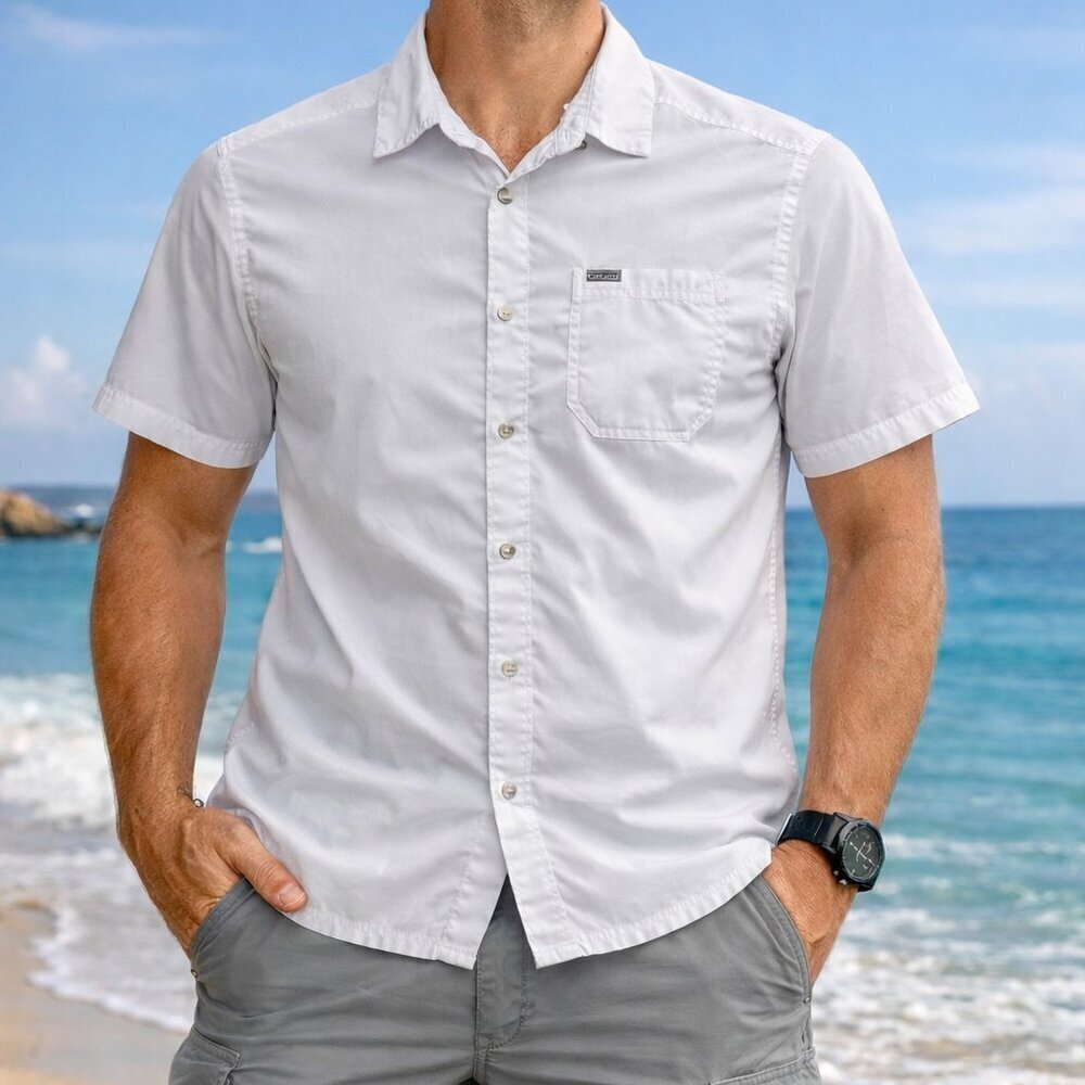 Columbia PFG Men’s White Fishing Shirt Size M Cool Dry